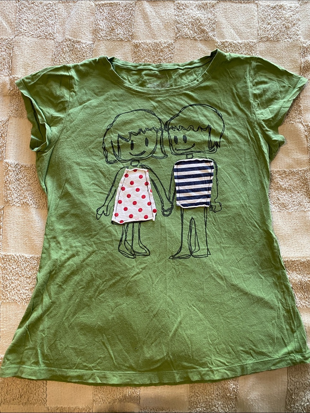 Vintage Xhilaration Green Short-Sleeve Kids Tee with Playful Character Graphic